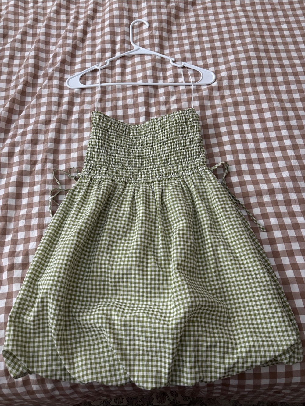 Rhythm- Women’s strapless Gingham Sundress - Green